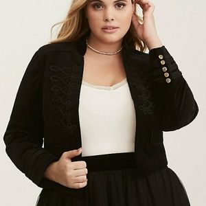 Black vevet military jacket with gold buttons